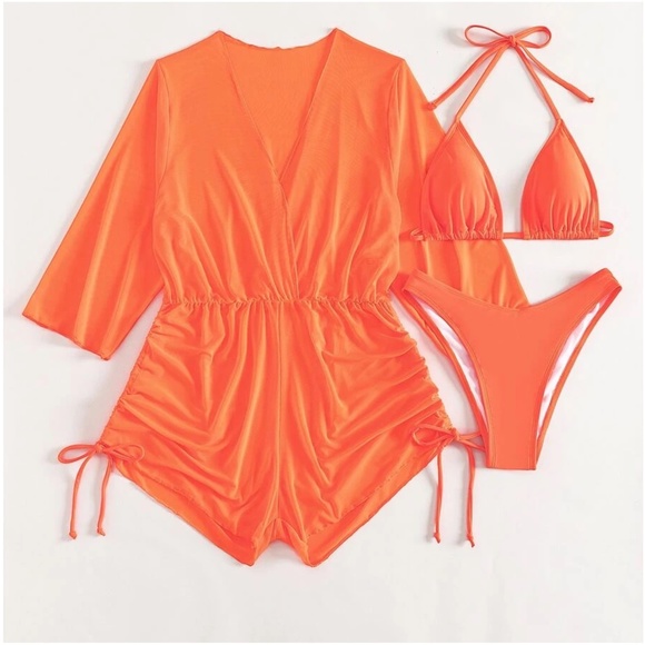 Boho Vibrant String Bikini Thong Romper Cover up set - Picture 7 of 9